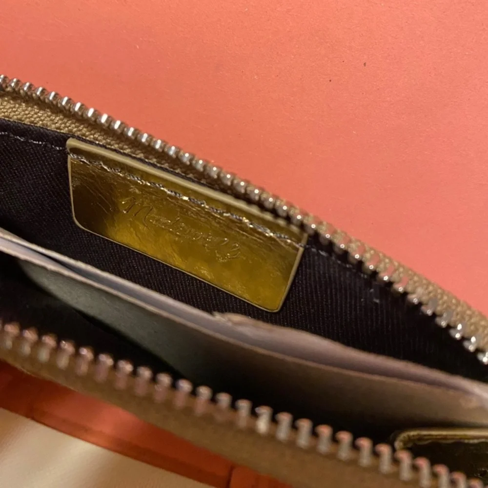 Madewell - Metallic Gold Card Wallet with Zip Wristlet
